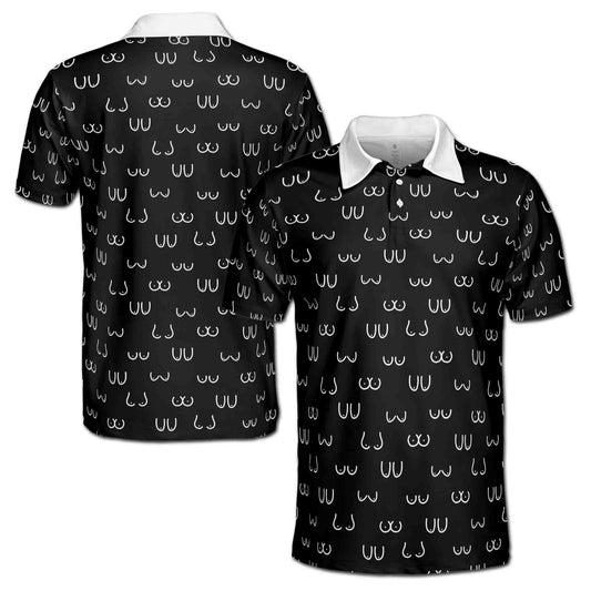Personalized Men's Golf Shirt Polo - Funny Breast Doodle Golf