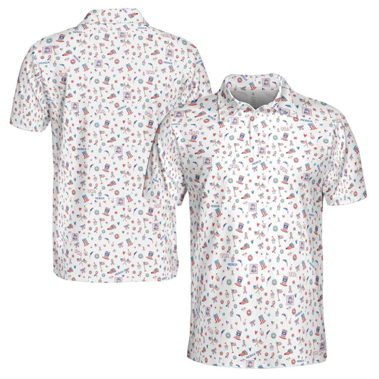 Personalized Men's Golf Shirt Polo - Funny American Independence Day 4 Of July Merica Golf