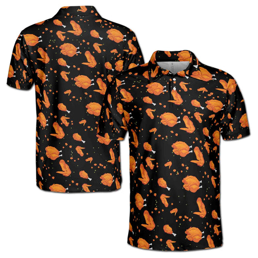 Personalized Men's Golf Shirt Polo - Funny Fried Chicken Lover Fry Golf
