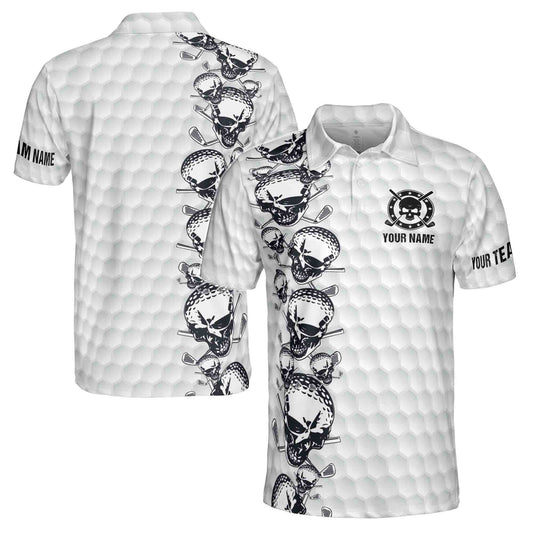 Personalized Men's Golf Shirt Polo - Golfing Pattern Skull Golf Team