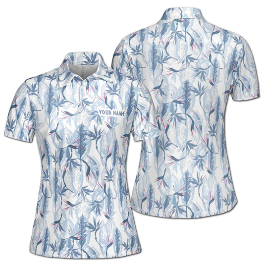 Personalized Women's Golf Shirt Polo - Peaceful Palm Leaf Golf
