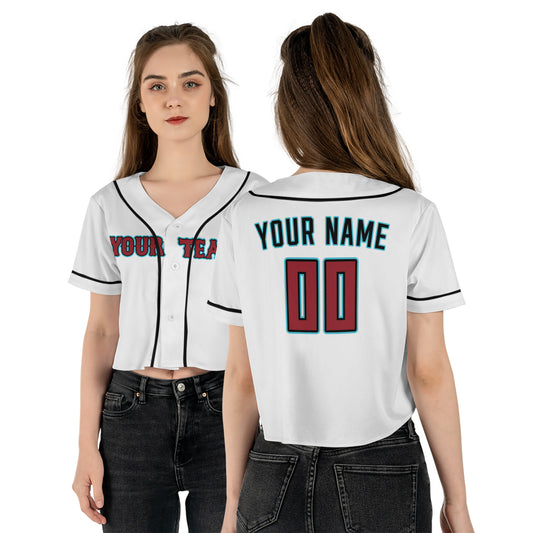 Personalized Phoenix Fan White Crop Top Baseball Jersey – Custom Name & Number