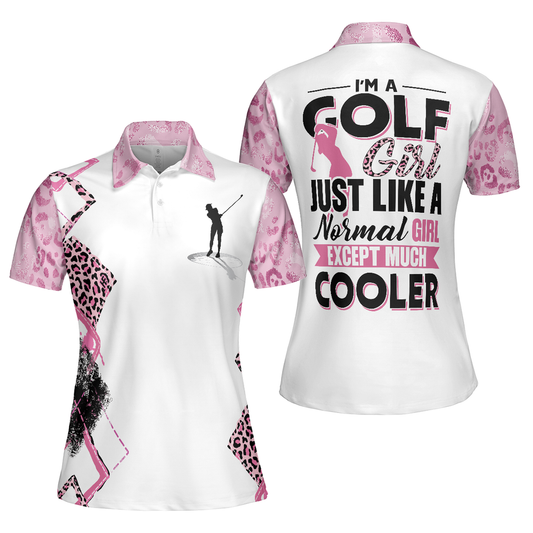 Personalized Women's Golf Shirt Polo - Golf Girls Are Cooler Leopard Argyle Pattern Golf