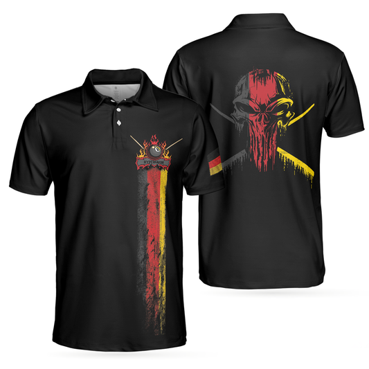 Personalized Men's Golf Shirt Polo - Skull German Flag Master Baiter Golf Black Wet Paint Best Golf
