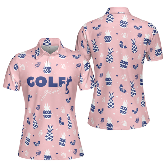 Personalized Women's Golf Shirt Polo - Golf Girl Summer Pattern Pink Short Golf For Ladies