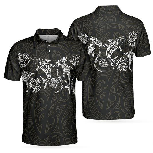 Personalized Men's Golf Shirt Polo - Elegant Polynesian Pattern Short Sleeve Golf Gift