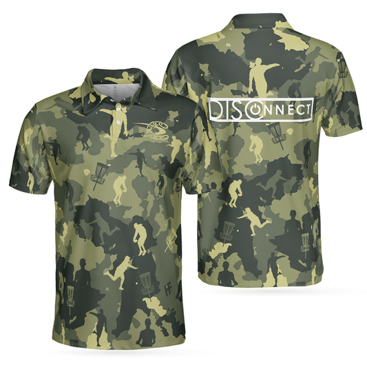 Personalized Men's Golf Shirt Polo - Camouflage Texture Disc Golf Short Sleeve Best Gift