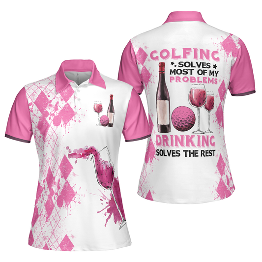 Personalized Women's Golf Shirt Polo - Golfing And Drinking Best Gift For Lady Golfer
