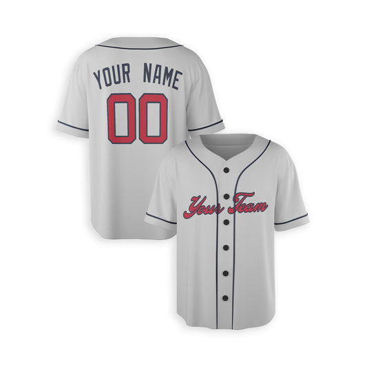 Personalized Atlanta Fan Gray Baseball Jersey – Away Style Custom Name & Number