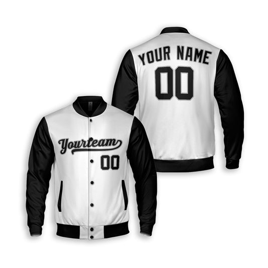 Personalized Chicago South Side Fan White Black Varsity Baseball Jacket – Home Style Custom Name & Number