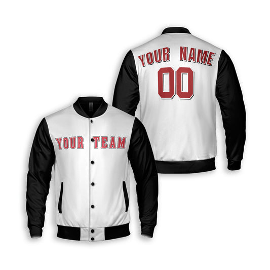 Personalized Cincinnati Fan White Black Varsity Baseball Jacket – Heritage Style Custom Name & Number