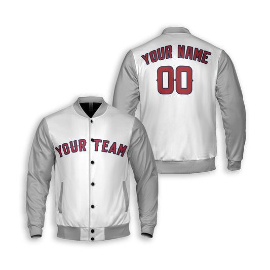 Personalized Anaheim Fan White Gray Varsity Baseball Jacket – Road Style Custom Name & Number