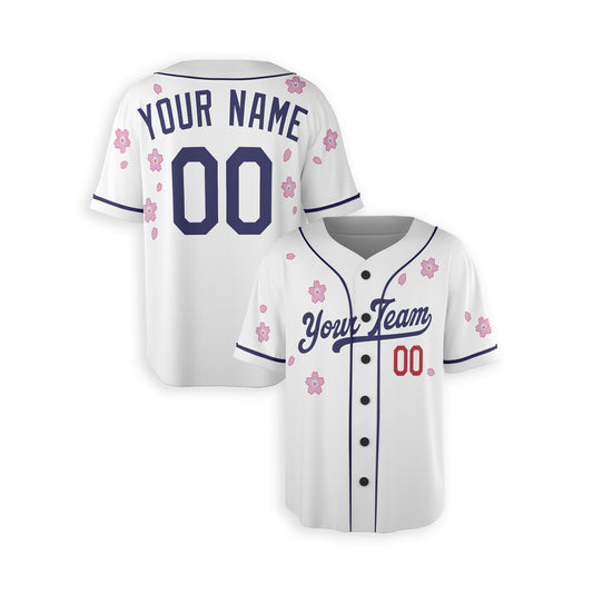 Personalized Los Angeles Fan White Baseball Jersey – Flowers Style Custom Name & Number