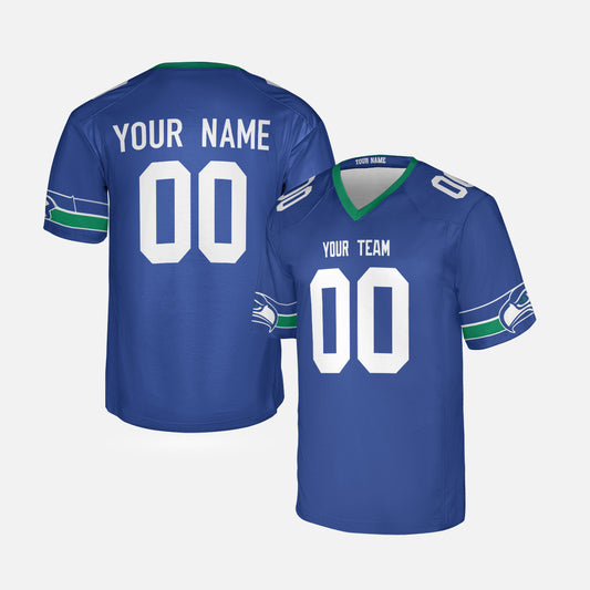 Personalized Seattle Fan Royal Football Jersey – Retro Style Custom Name & Number