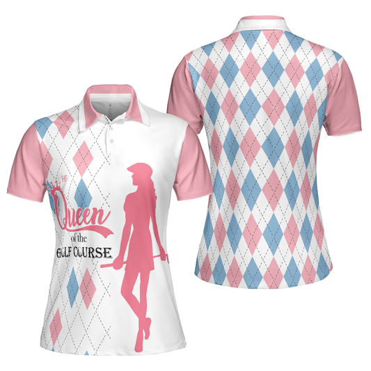 Personalized Women's Golf Shirt Polo - Queen Of The Golf Course Short Sleeve
