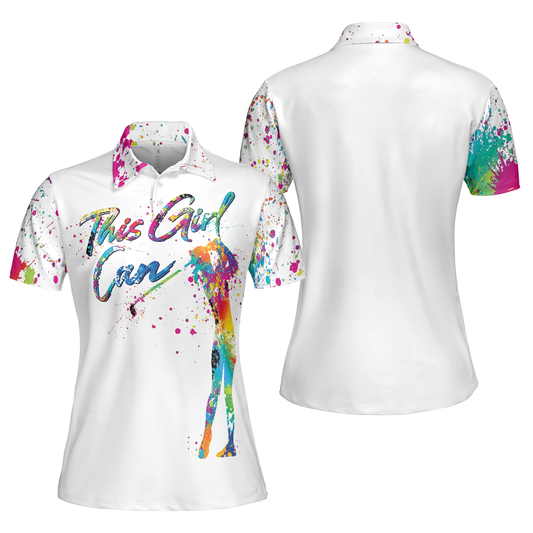 Personalized Women's Golf Shirt Polo - This Girl Can Golf Short Sleeve