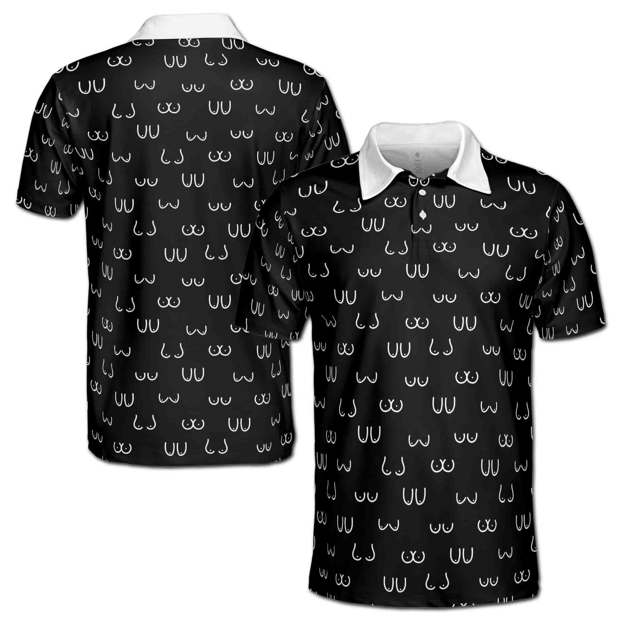Personalized Men's Golf Shirt Polo - Funny Breast Doodle Golf