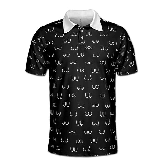 Personalized Men's Golf Shirt Polo - Funny Breast Doodle Golf