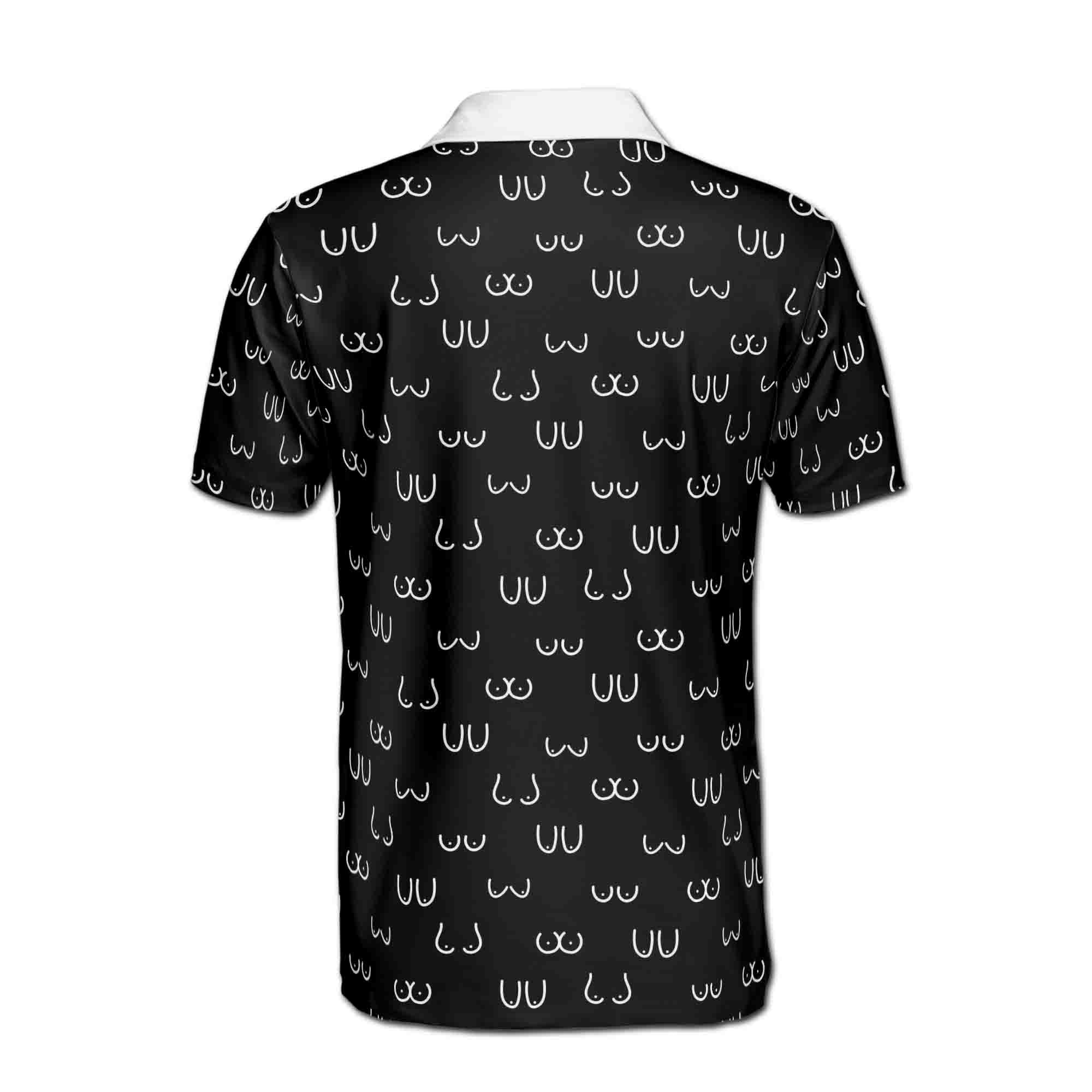 Personalized Men's Golf Shirt Polo - Funny Breast Doodle Golf