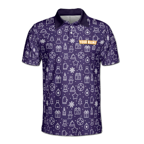 Personalized Men's Golf Shirt Polo - Funny Drawing Christmas Pattern Gift Golf