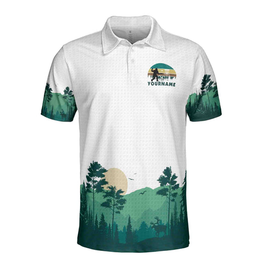Personalized Men's Golf Shirt Polo - Funny Sasquatch Bigfoot Looking For Disc Golf, Retro Disc Golf Gift