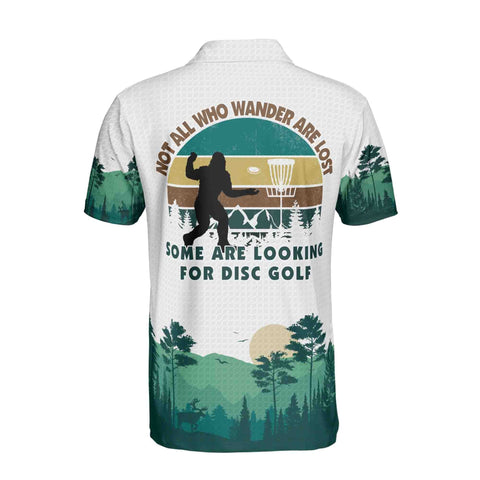 Personalized Men's Golf Shirt Polo - Funny Sasquatch Bigfoot Looking For Disc Golf, Retro Disc Golf Gift