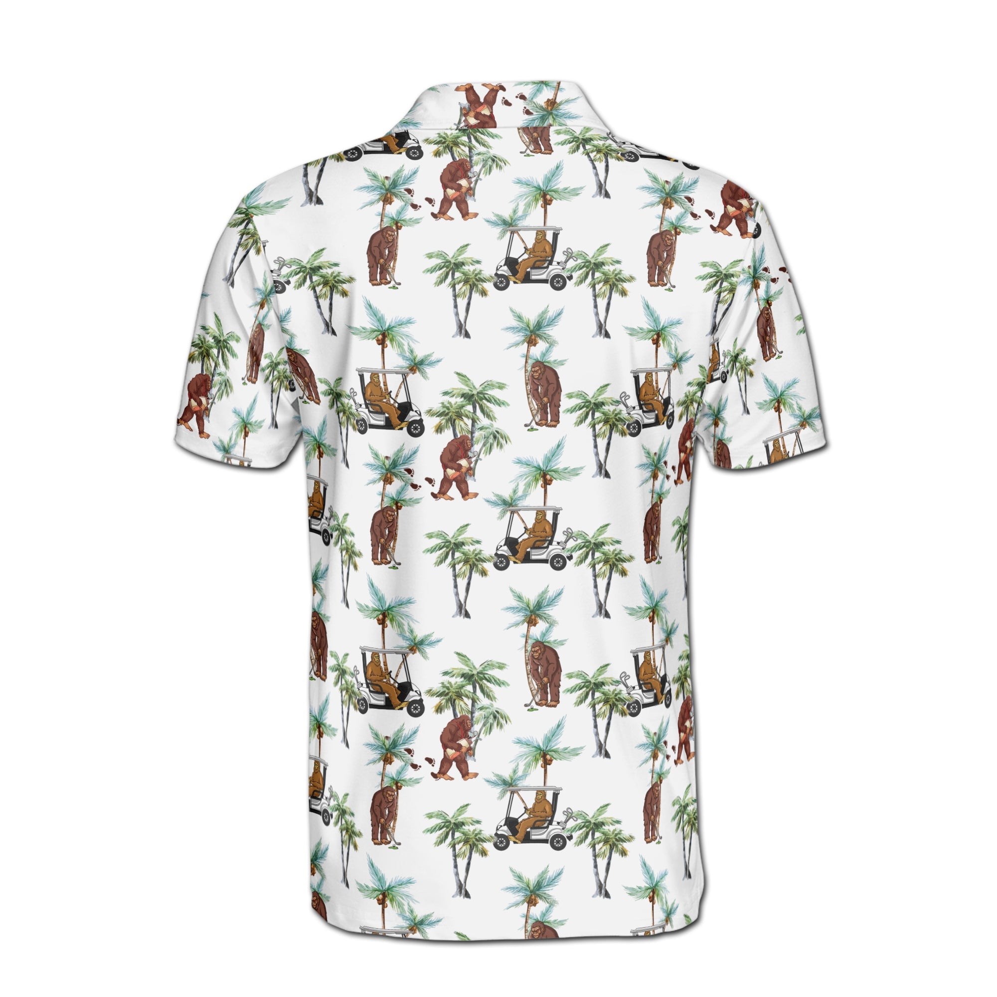 Personalized Men's Golf Shirt Polo - Funny Sasquatch Bigfoot Playing Golf, Tropical Golf Gift