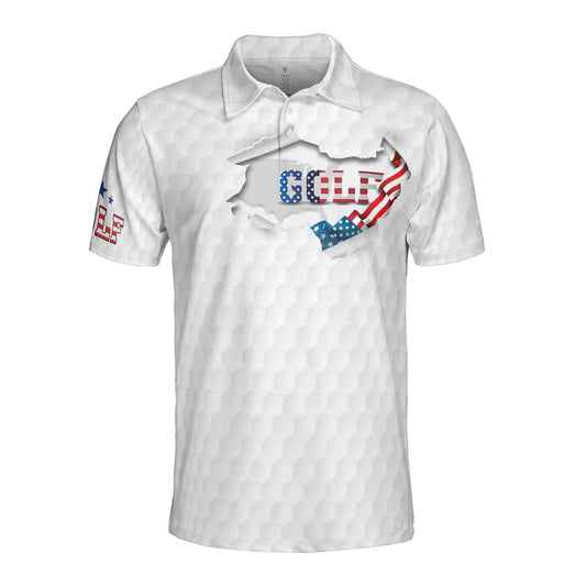 Personalized Men's Golf Shirt Polo - Eagle American Golfer, Retro American Flag Usa Golfing
