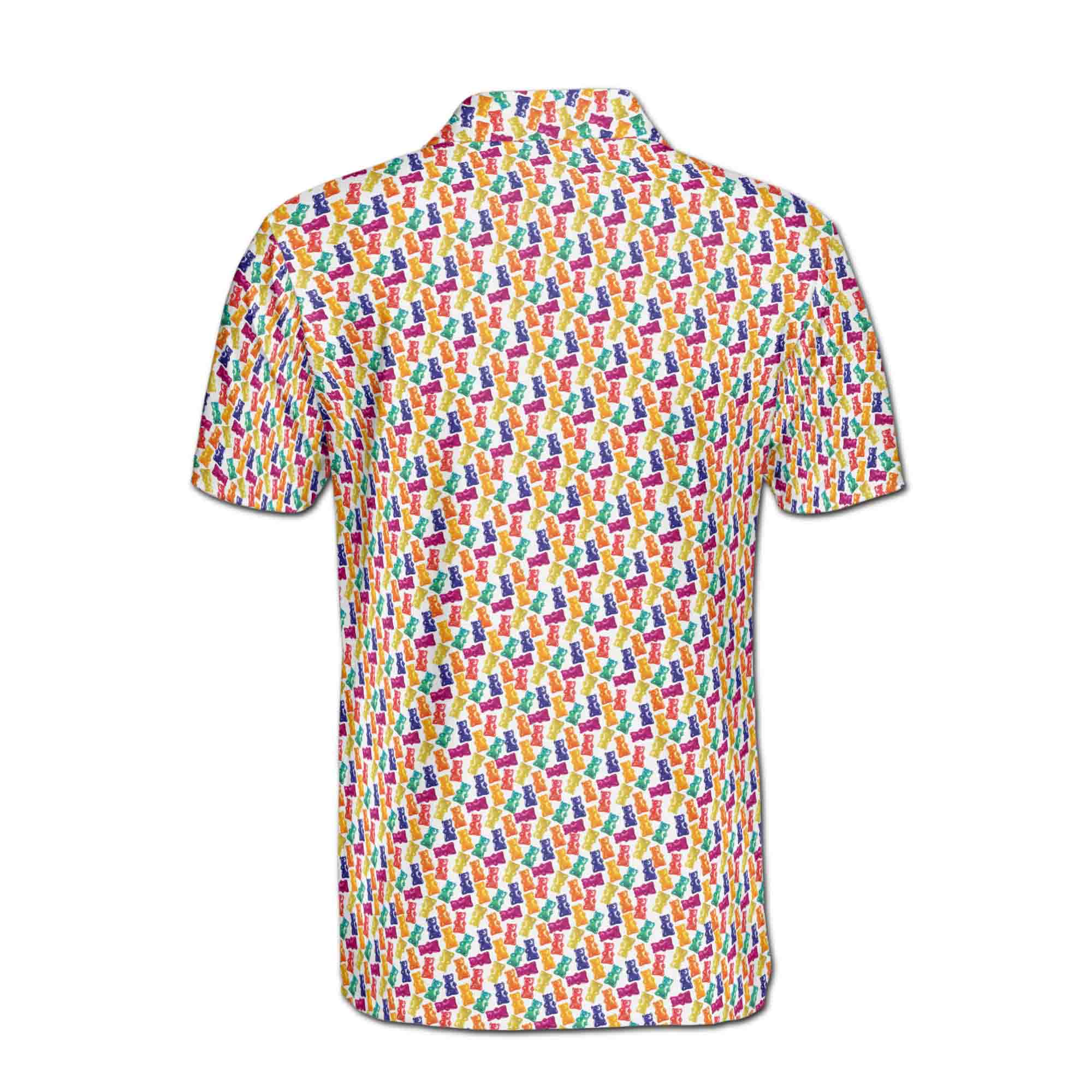 Personalized Men's Golf Shirt Polo - Funny Gummy Colorful Bear Gift Golf