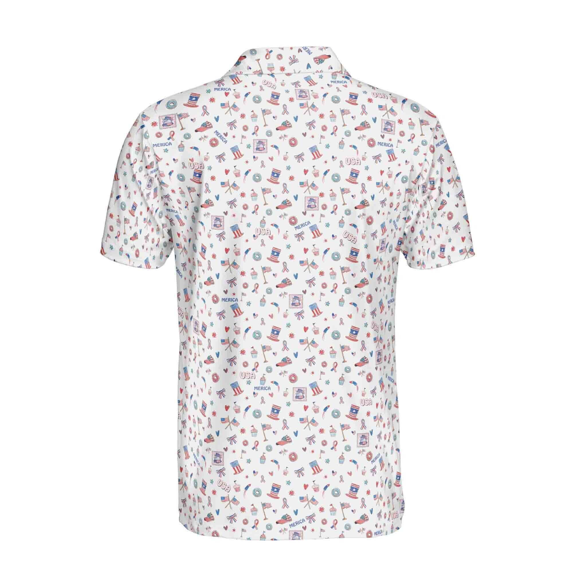 Personalized Men's Golf Shirt Polo - Funny American Independence Day 4 Of July Merica Golf
