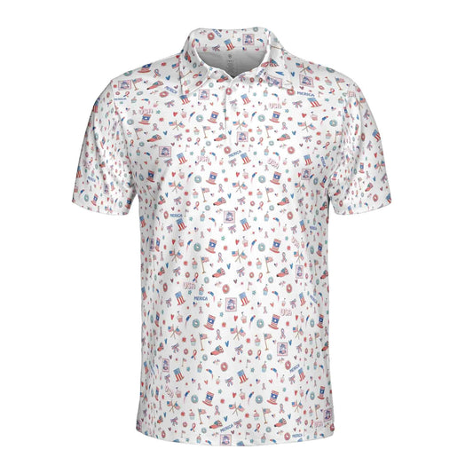 Personalized Men's Golf Shirt Polo - Funny American Independence Day 4 Of July Merica Golf