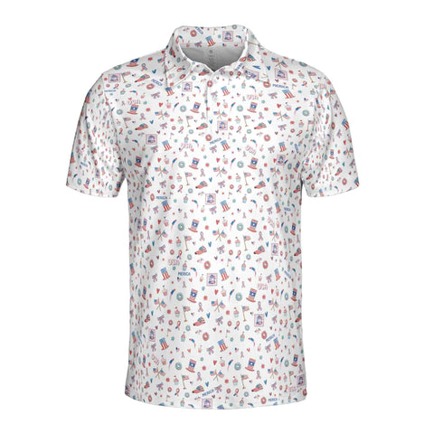 Personalized Men's Golf Shirt Polo - Funny American Independence Day 4 Of July Merica Golf