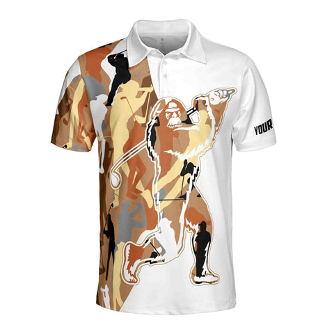 Personalized Men's Golf Shirt Polo - Orange Bigfoot Golf