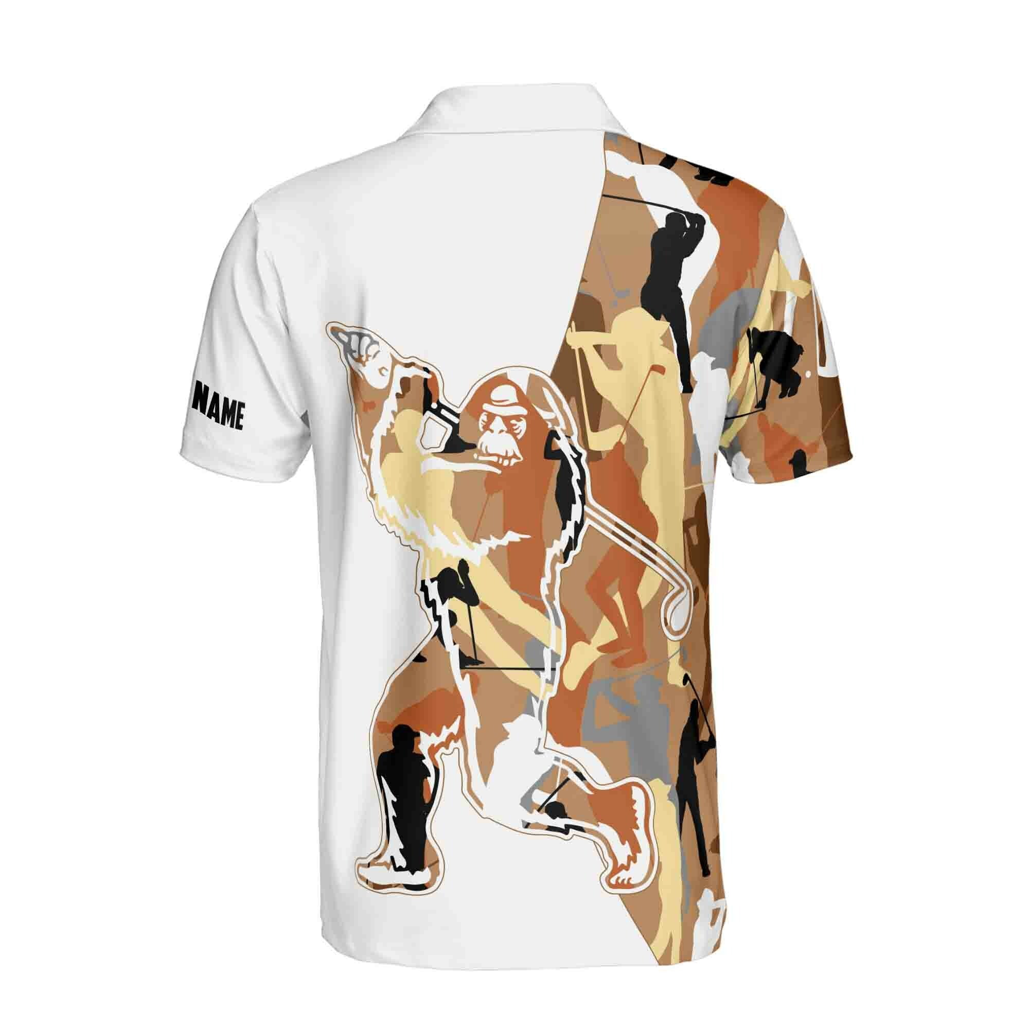 Personalized Men's Golf Shirt Polo - Orange Bigfoot Golf