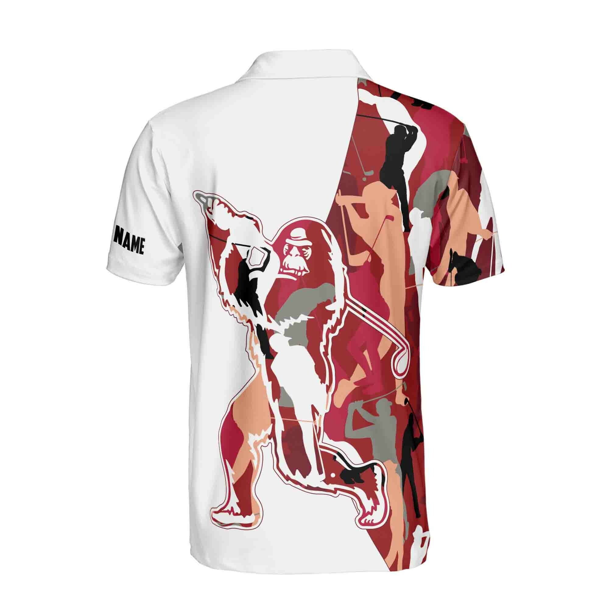 Personalized Men's Golf Shirt Polo - Red Camo Bigfoot Golf