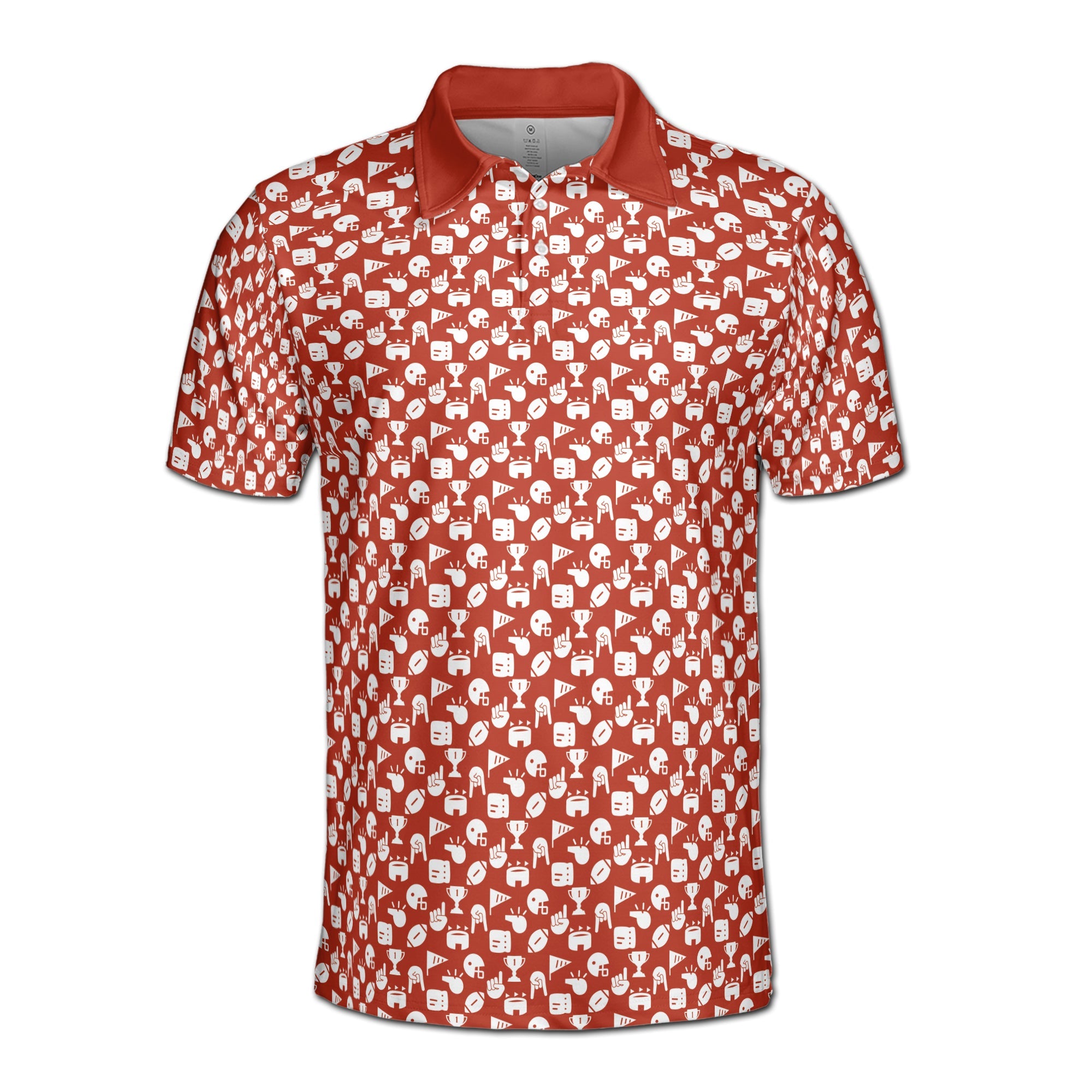 Personalized Men's Golf Shirt Polo - Funny Golf Award Trophy Flag Hand Whistle Fish Pattern