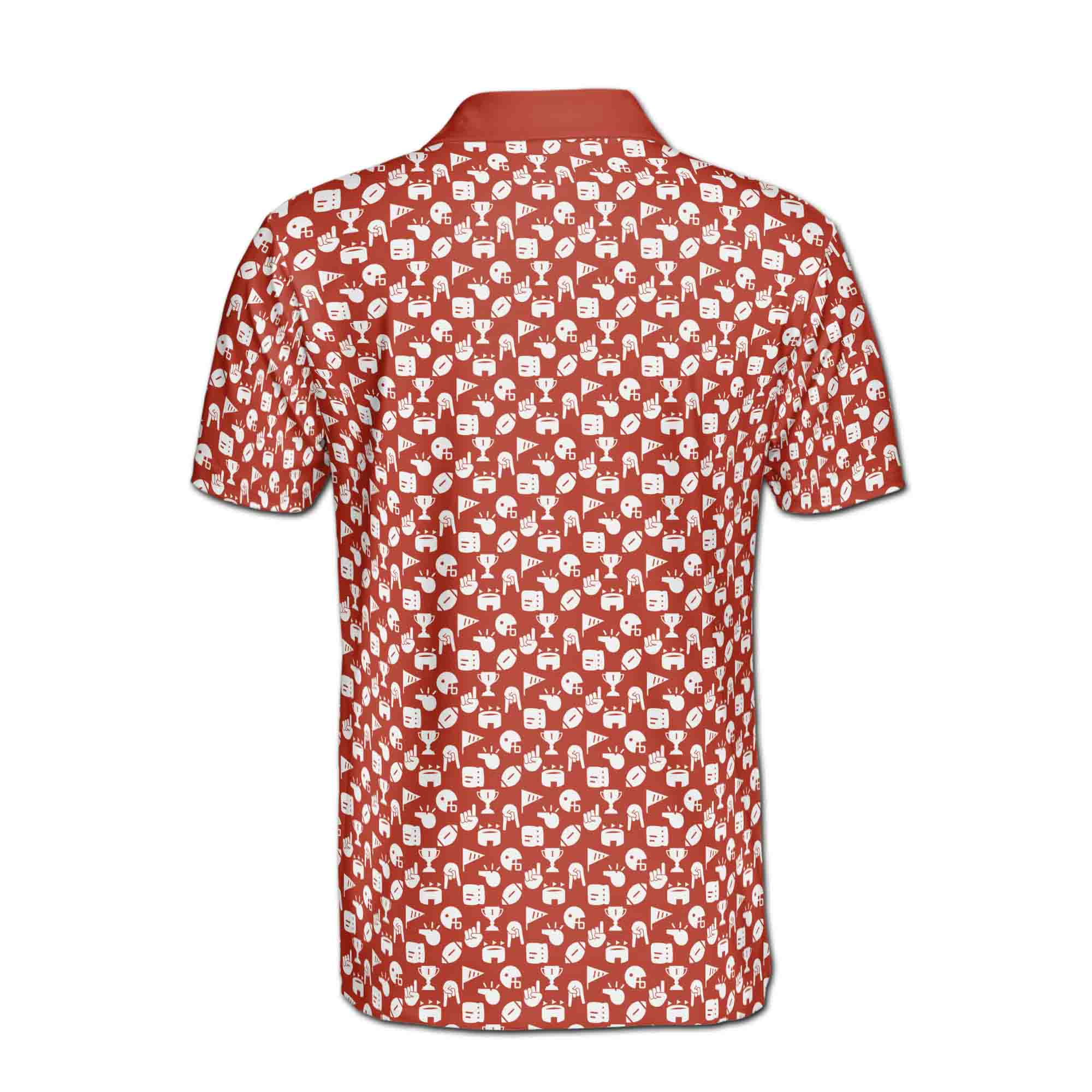 Personalized Men's Golf Shirt Polo - Funny Golf Award Trophy Flag Hand Whistle Fish Pattern