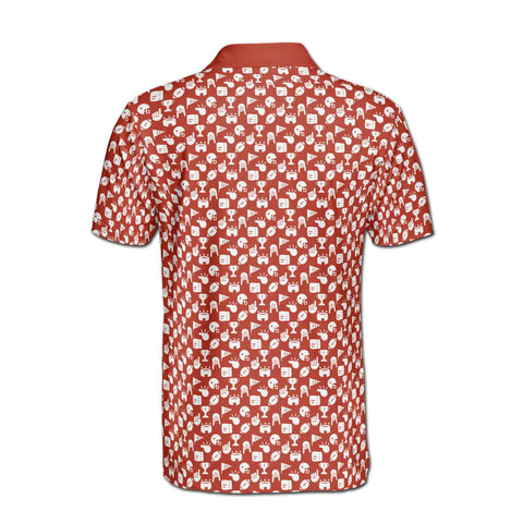 Personalized Men's Golf Shirt Polo - Funny Golf Award Trophy Flag Hand Whistle Fish Pattern