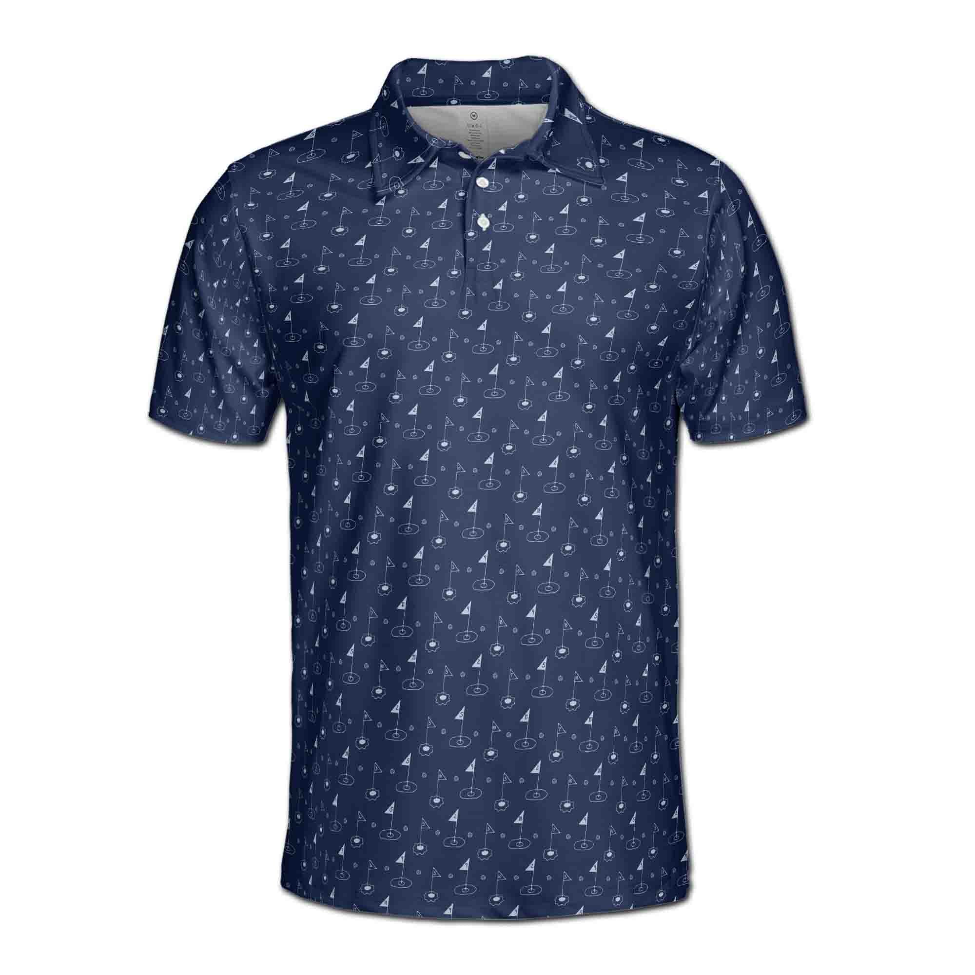 Personalized Men's Golf Shirt Polo - Funny Golf Flag Golf Holes Golf Lover Gift