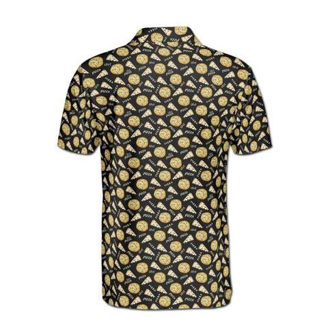 Personalized Men's Golf Shirt Polo - Funny Black Homemade Pizza Food Lover Doodle Golf