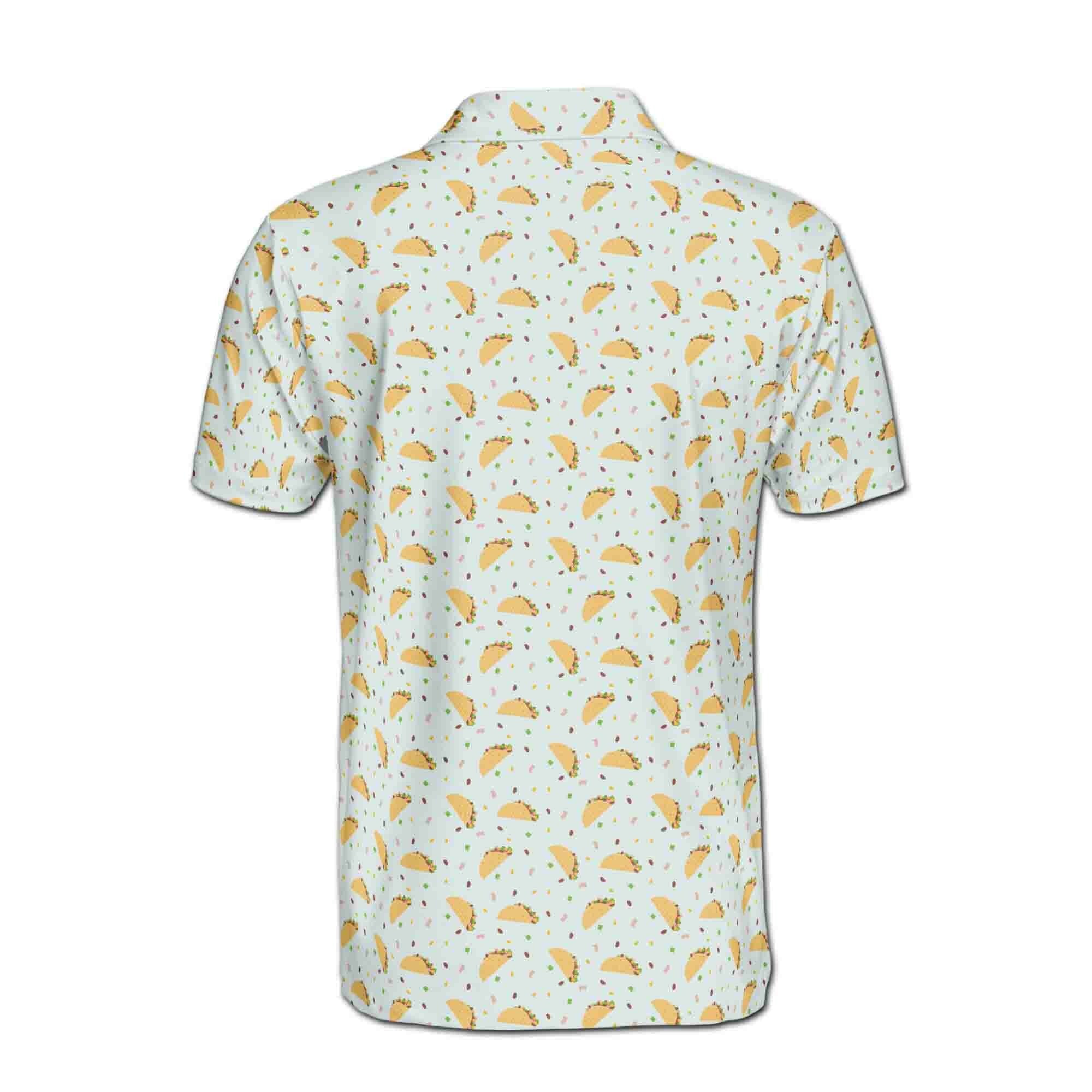 Personalized Men's Golf Shirt Polo - Funny White Tiny Tacos Lover Doodle Golf