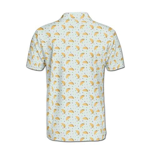 Personalized Men's Golf Shirt Polo - Funny White Tiny Tacos Lover Doodle Golf