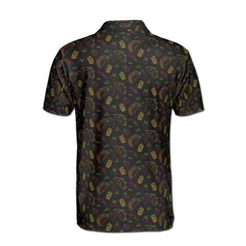 Personalized Men's Golf Shirt Polo - Funny Black Tiny Tacos Sketch Tequila Doodle Golf