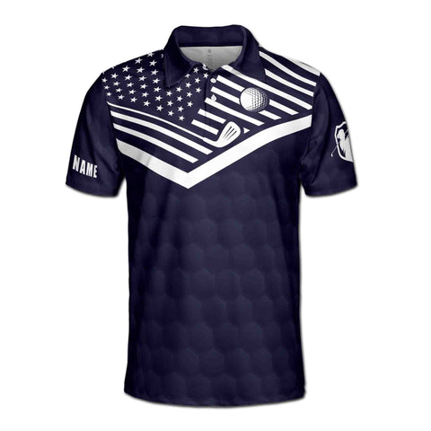 Personalized Men's Golf Shirt Polo - Your Hole Is My Goal America Flag Pattern Golfer