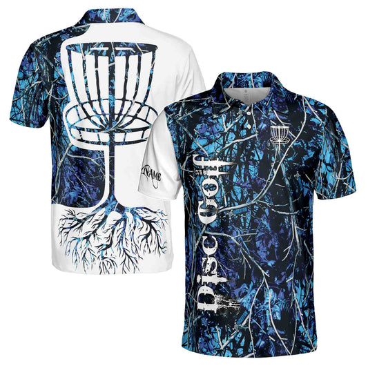 Personalized Men's Golf Shirt Polo - Undertow Mystic Blue Jungle Disc Golf