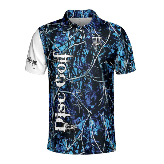 Personalized Men's Golf Shirt Polo - Undertow Mystic Blue Jungle Disc Golf