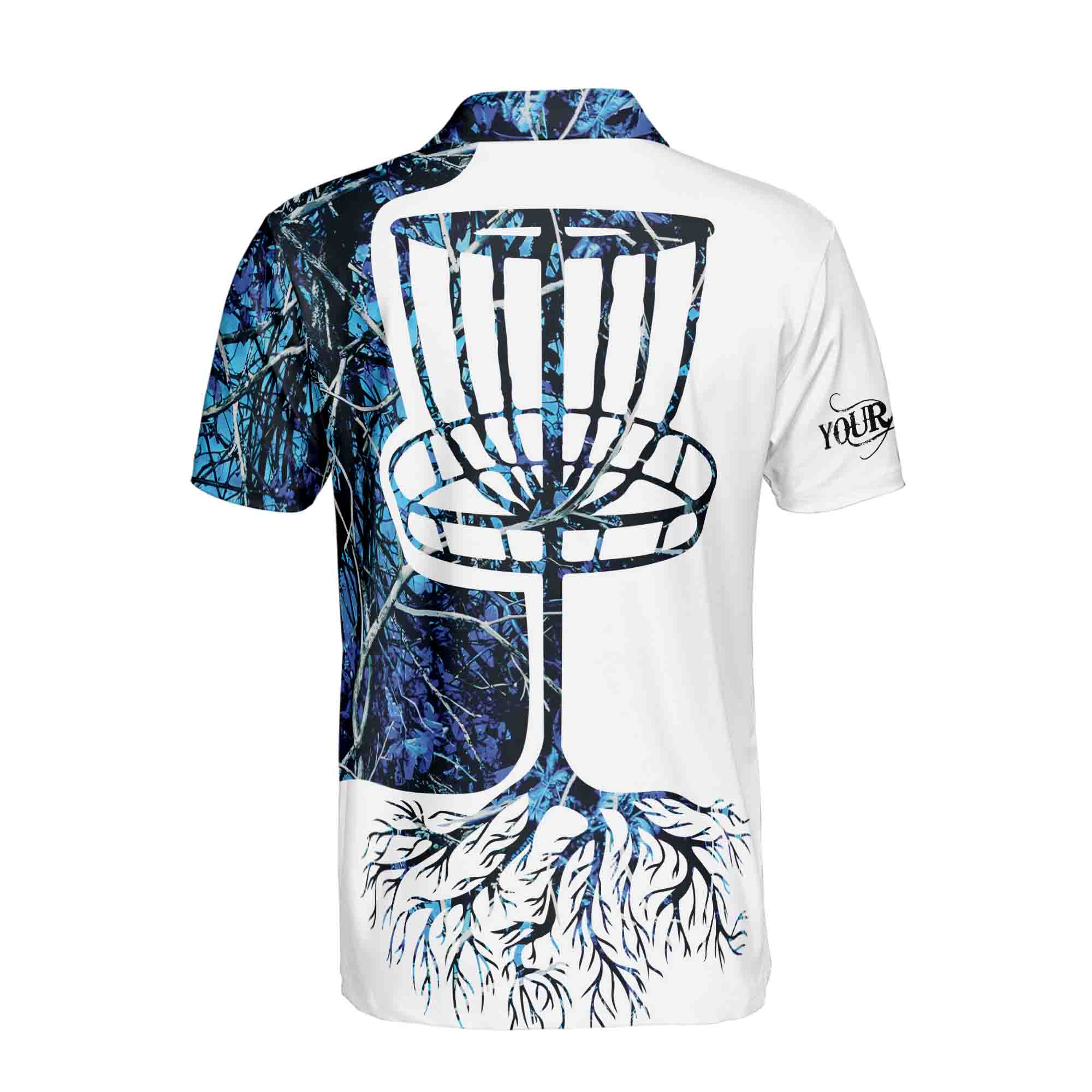 Personalized Men's Golf Shirt Polo - Undertow Mystic Blue Jungle Disc Golf