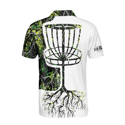 Personalized Men's Golf Shirt Polo - Dark Green Jungle Deep Heart Disc Golf