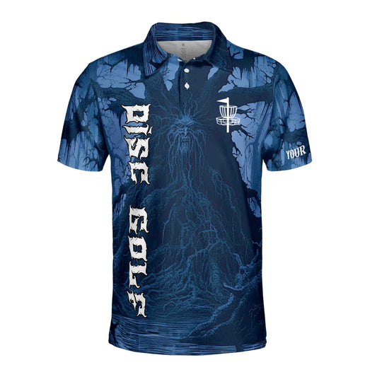 Personalized Men's Golf Shirt Polo - Funny Discs Golf Blue Graphic Art