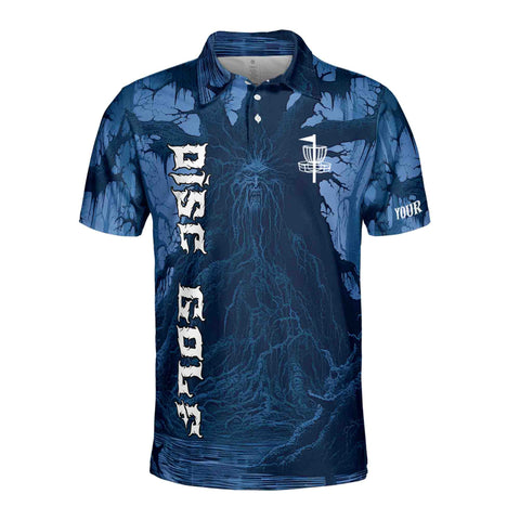 Personalized Men's Golf Shirt Polo - Funny Discs Golf Blue Graphic Art